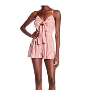 Ten Sixty Sherman Coral Striped Shorts Romper. Cutout. Size M. Adjustable.